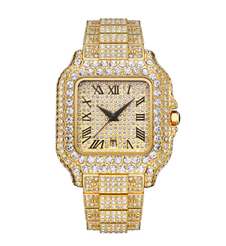 Iced Moissanite Bust Down Watch – Unisex Hip Hop Style