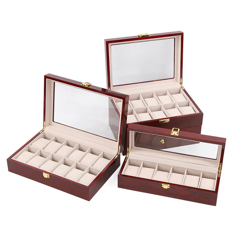 Luxury Wooden Watch Box – Dual Layer Storage for 10-20 Watches