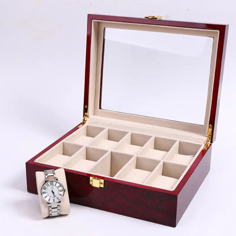 Luxury Wooden Watch Box – Dual Layer Storage for 10-20 Watches